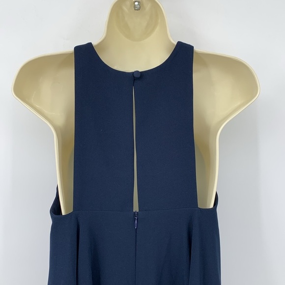 Milly Cady Angular trapeze a-line mini dress navy blue racerback pockets shift 0 - Picture 5 of 6